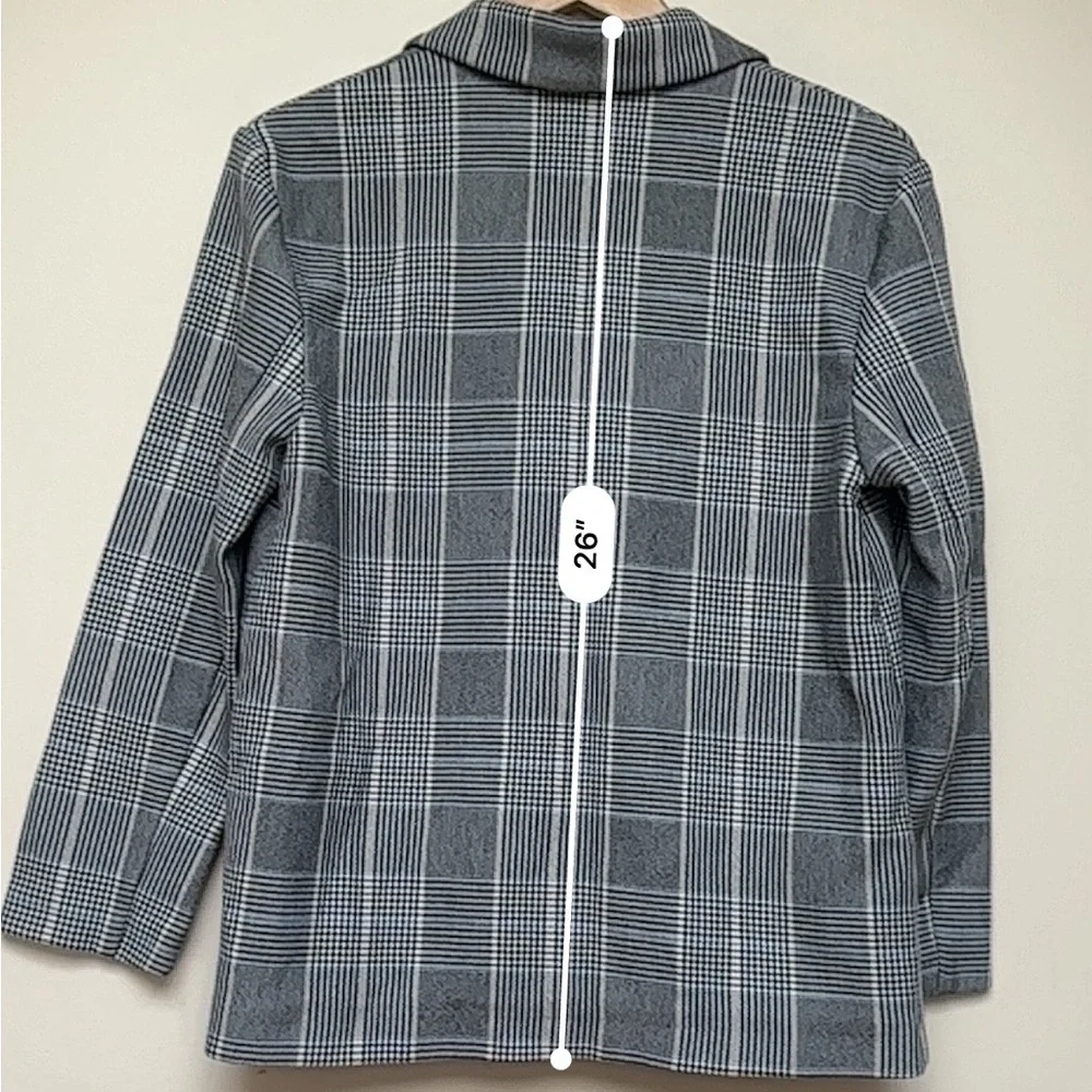 Zara‎ TRF Plaid Double Breasted Blazer Gray Check Small-Medium